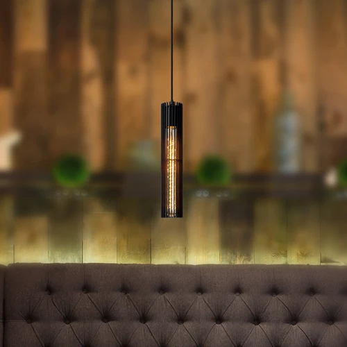 Lucide LIONEL - Hanglamp - Ø 6,5 cm - 1xE27 - Zwart - sfeer 1